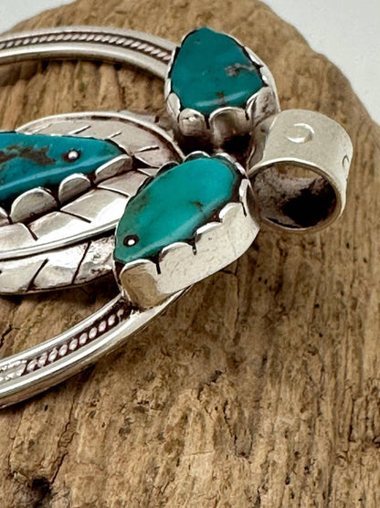 Squash blossom sterling silver necklace pendant ,handcrafted - natural turquoise