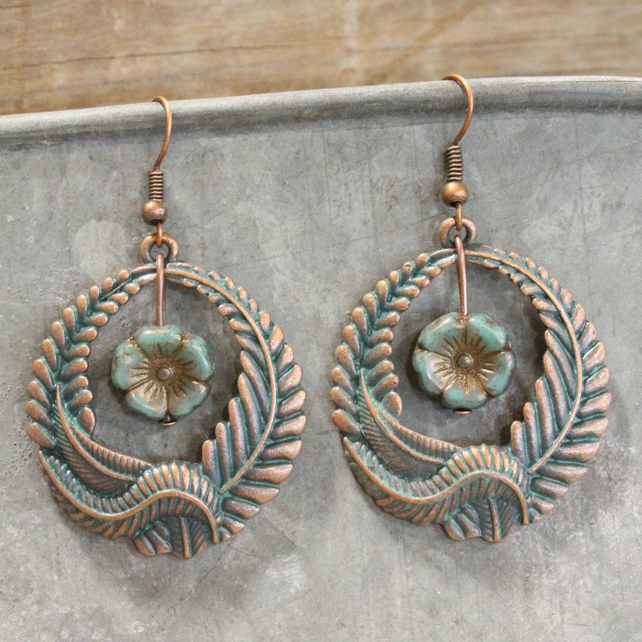 Sprouting New Leaves Patina Dangle Earrings