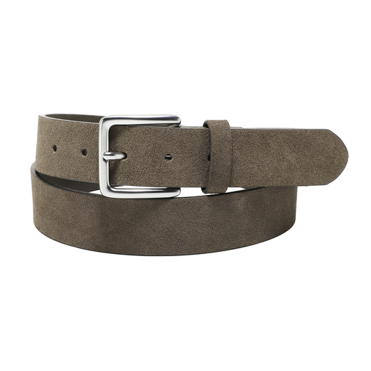 Brody Suede 100% Leather 3.5 CM Solid Belt Taupe Brown