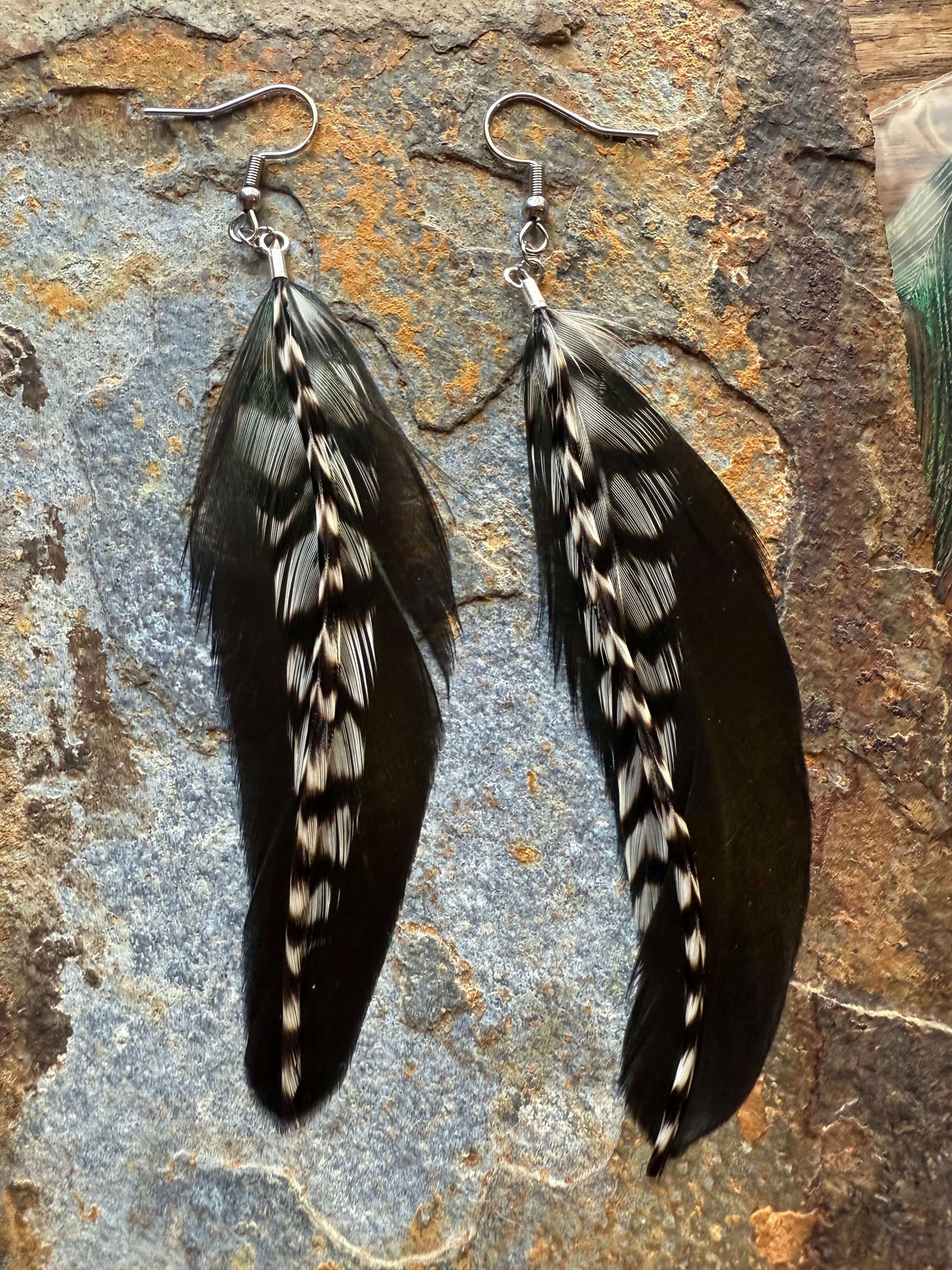 Raven Trail Feather Earrings - Western Rustic Earrings