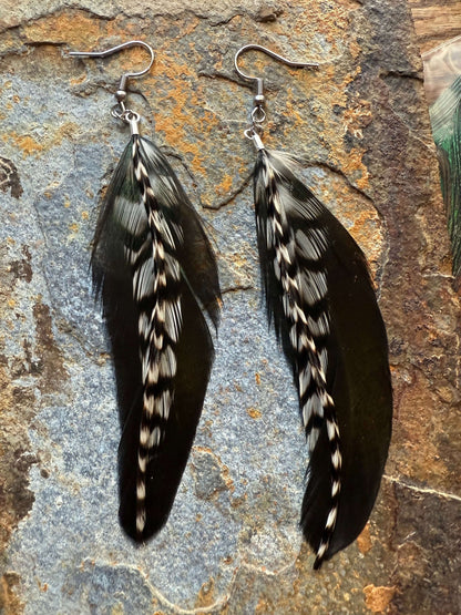 Raven Trail Feather Earrings - Western Rustic Earrings