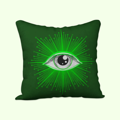 Green perception Eye Velvet Cushion Cover - La De Da