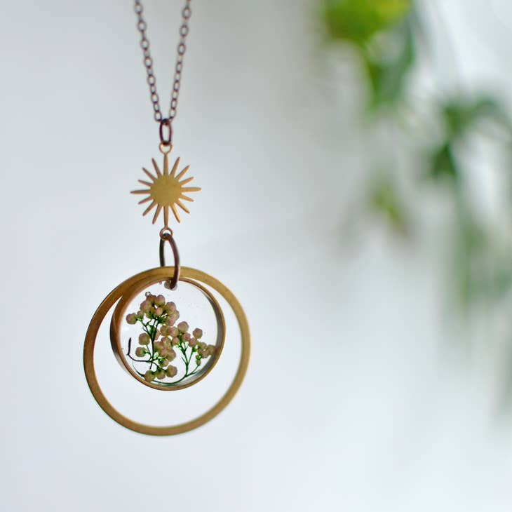 Riceflower Circle Botanical Necklace - La De Da