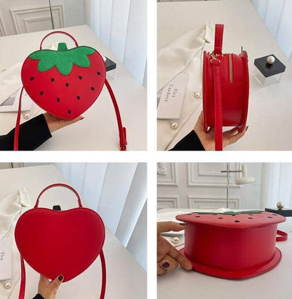 Cute strawberry crossbody bag fruit handbag - Red