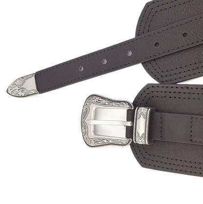 Wide Width Contour Waist Belt w/ Western Buckle Set - Tan / L