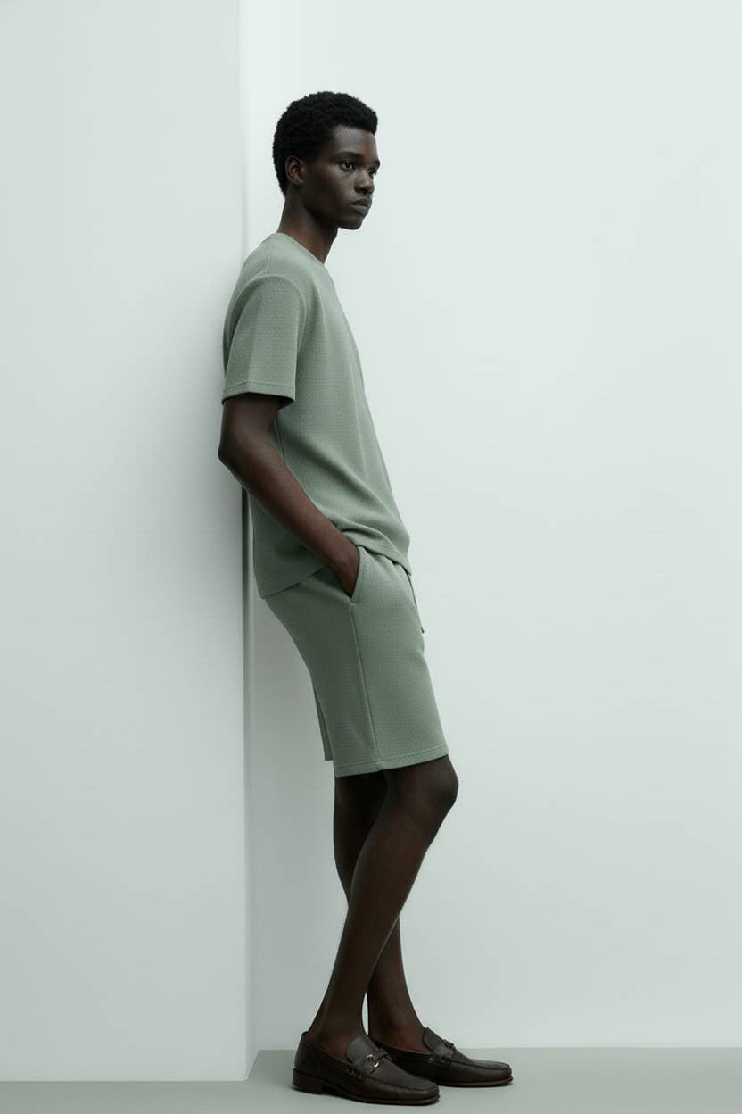 Men's Short Sleeve Textured T-Shirt - Green