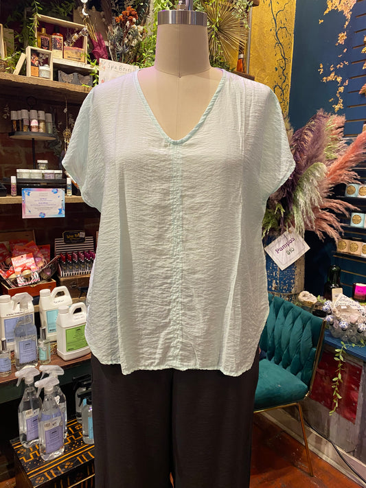 V-Neck Popover Parachute Top - Fountain