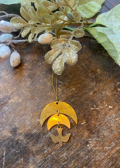 Double Moon and Bird Ornament