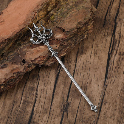 Vintage Trident Sword Hairpin - Silver