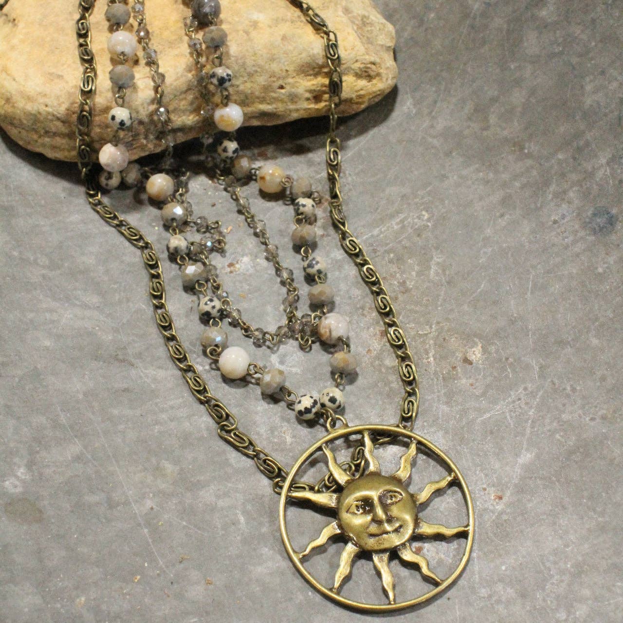 Sun Burst Layered Necklace