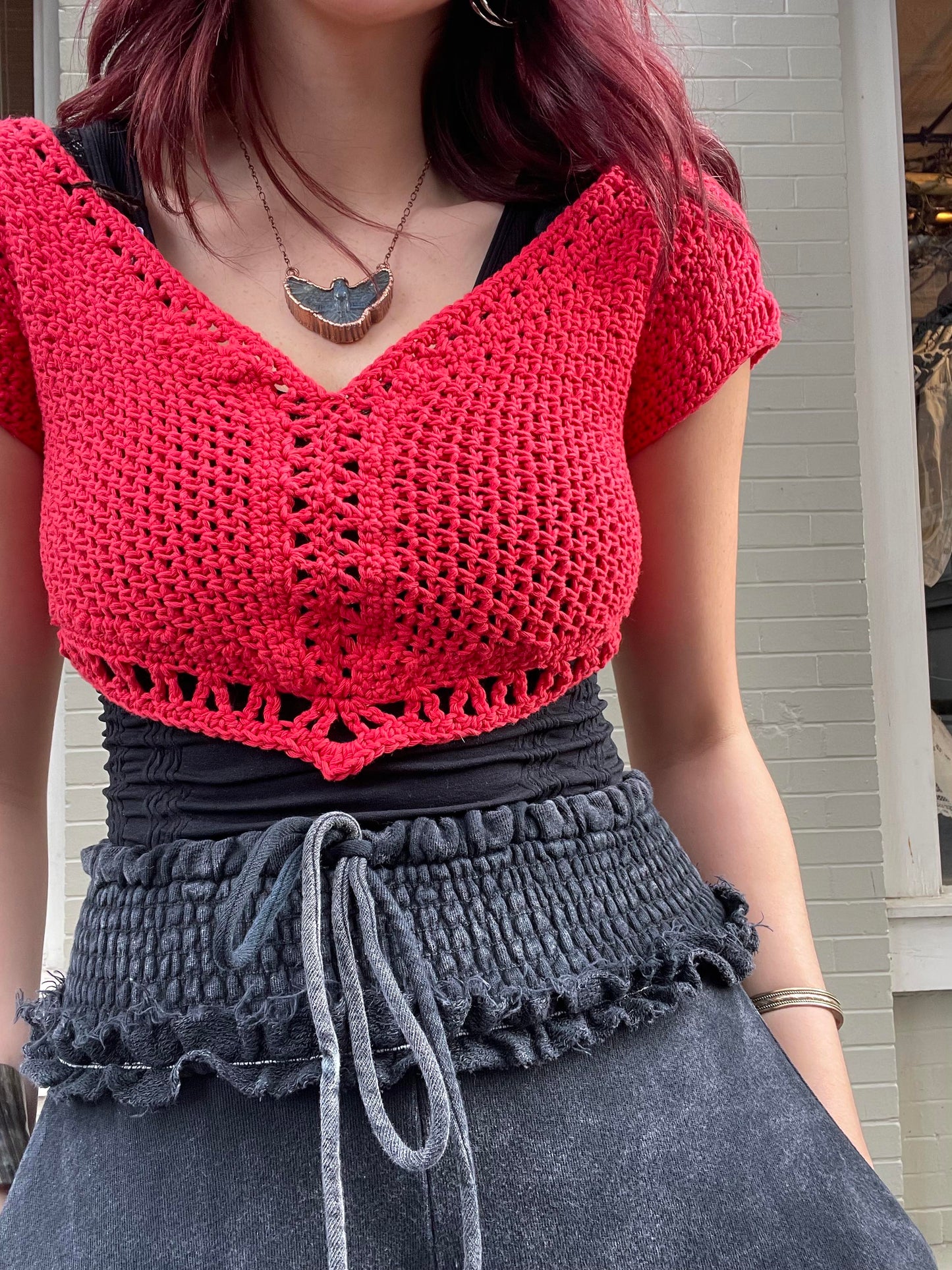 Red Crochet Crop Top* #4