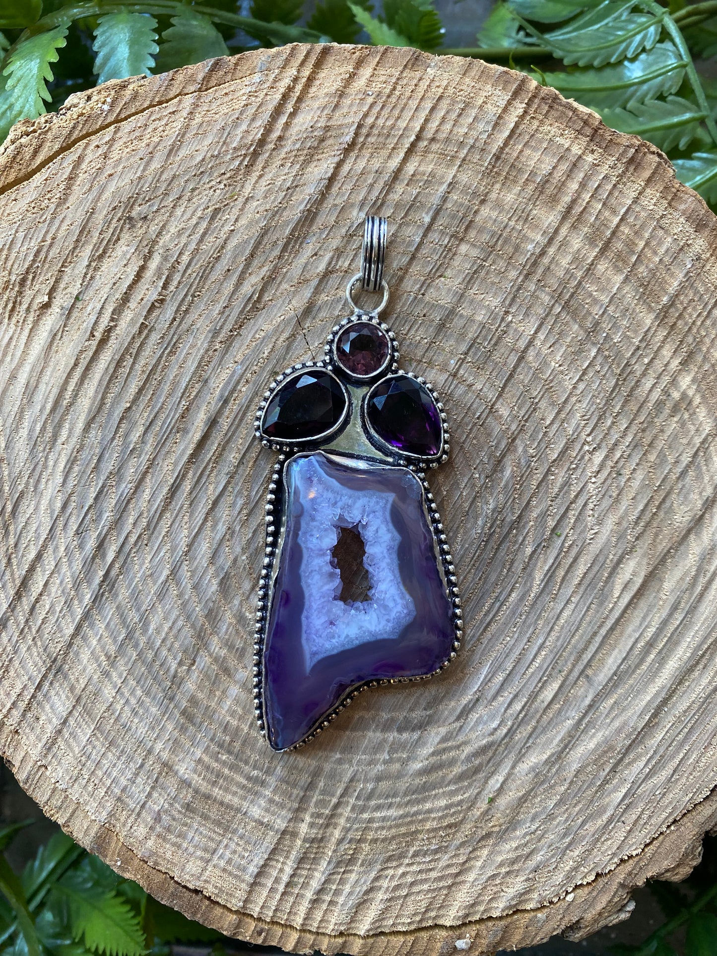 Dyed Amethyst Geode Pendant