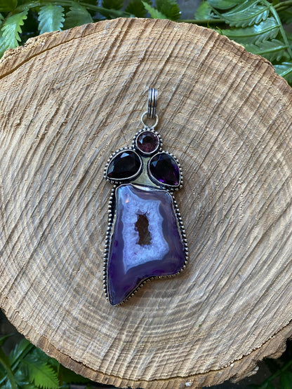Dyed Amethyst Geode Pendant