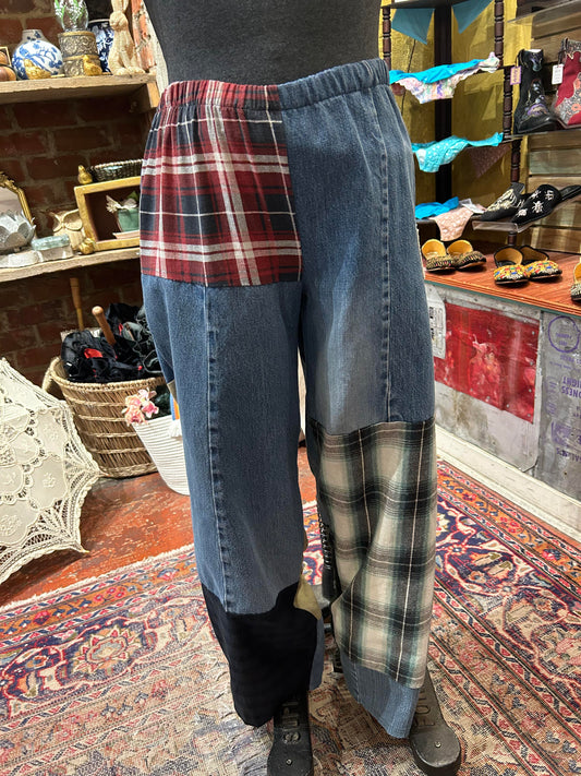 Flannel & Denim Combo Pants #2