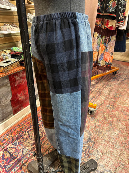 Flannel & Denim Combo Pants #1