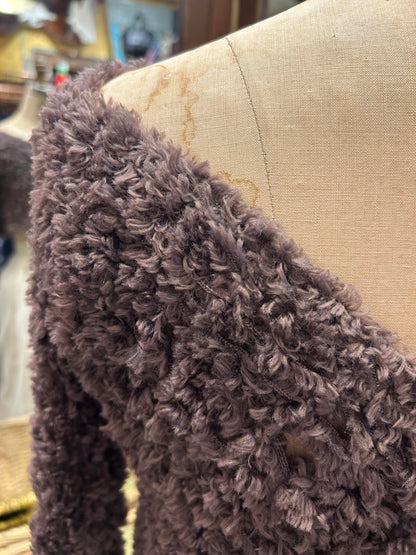 Brown Faux Fur Crochet Supercrop Longsleeve* #18