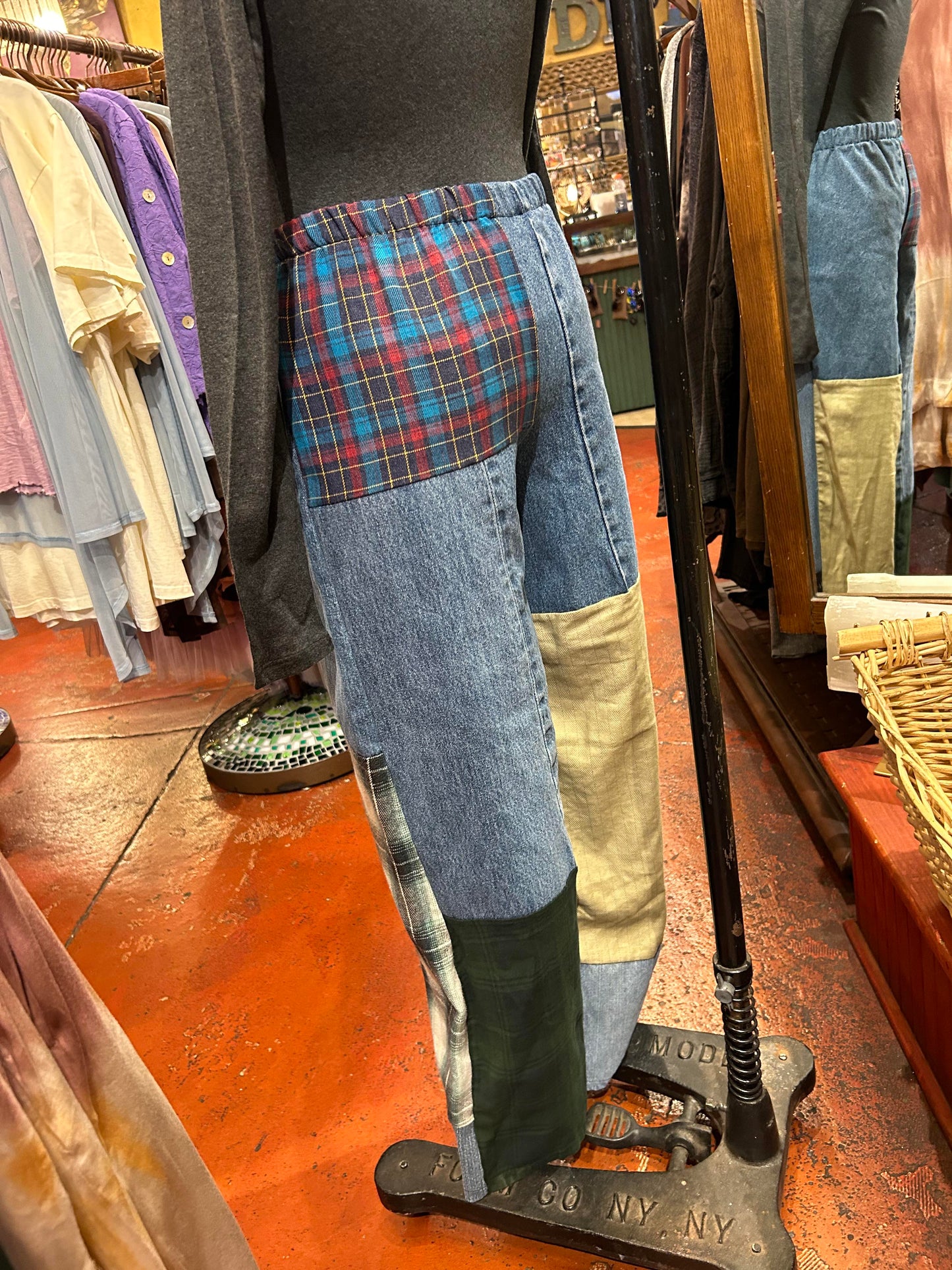 Flannel & Denim Combo Pants #2