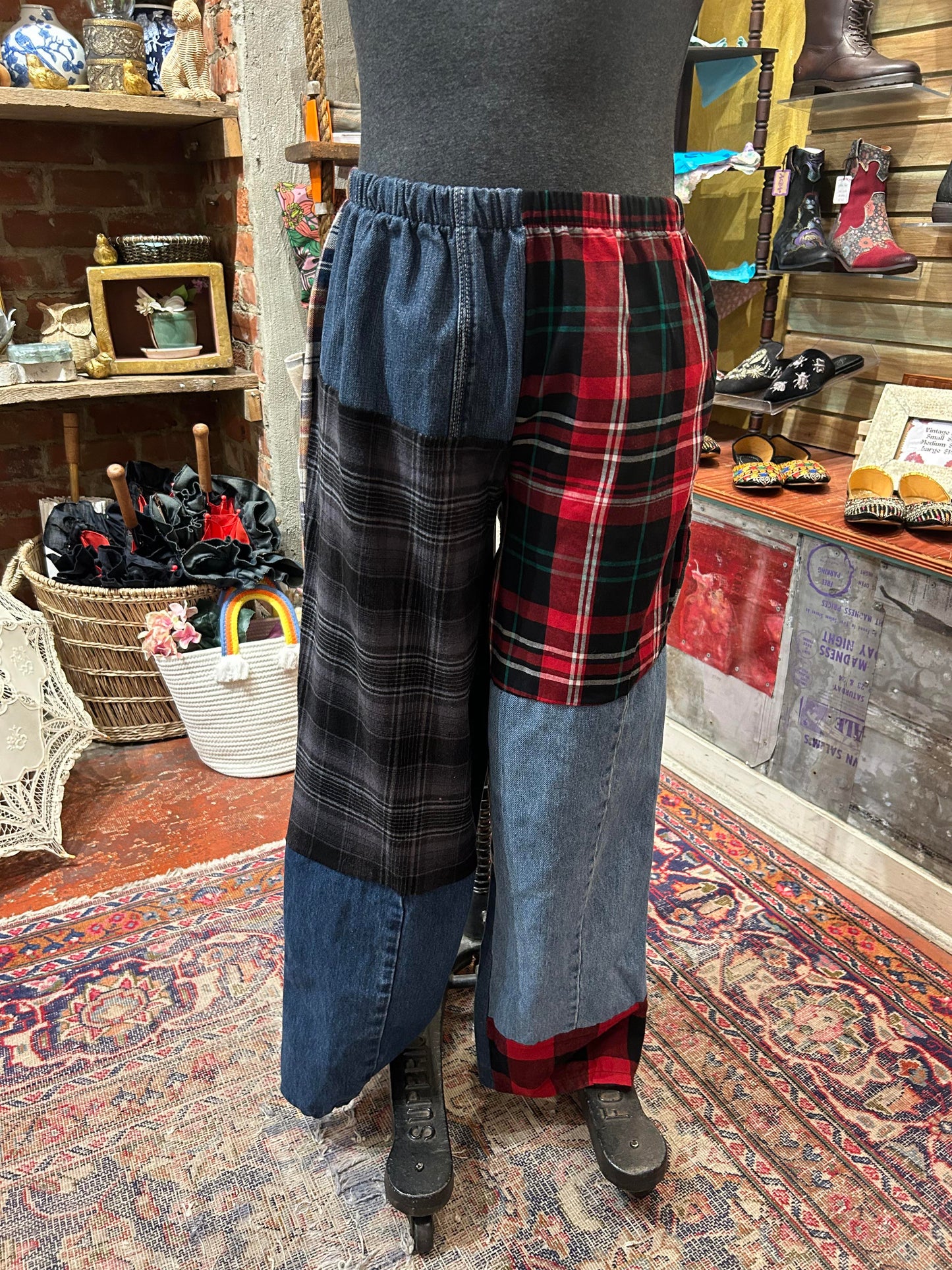 Flannel & Denim Combo Pants #3