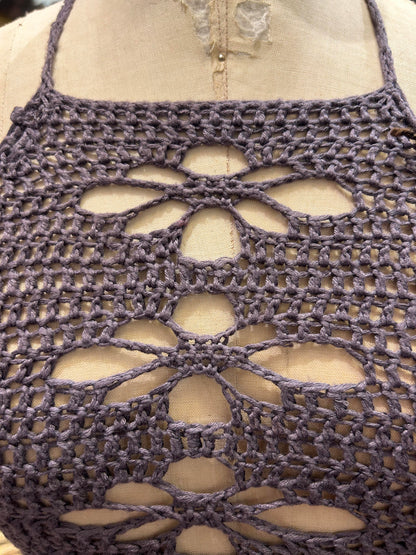 Misty Purple Flower Crochet Crop Top* #20