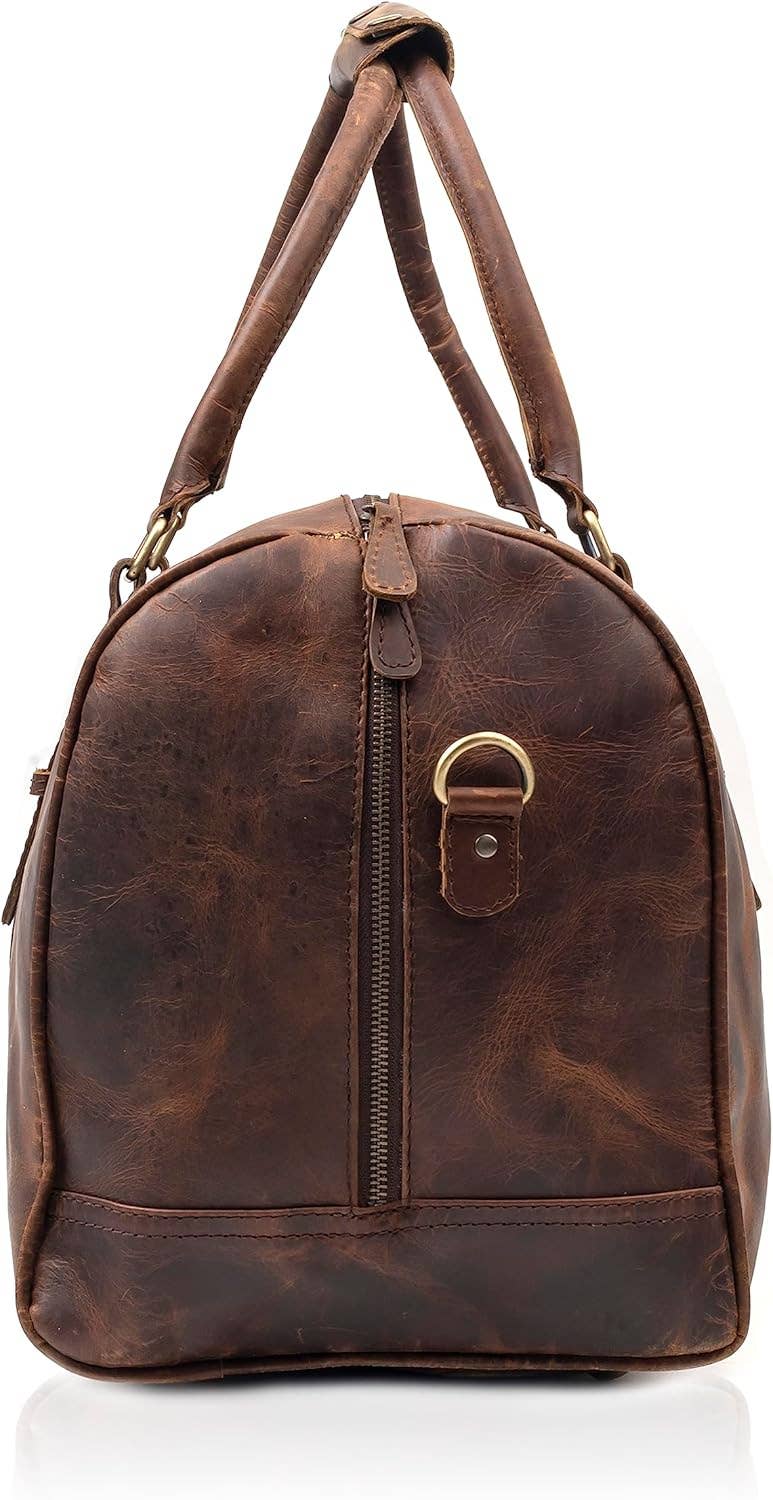 Vintage Leather Duffle Luggage Bag - Brown / 22" Inch