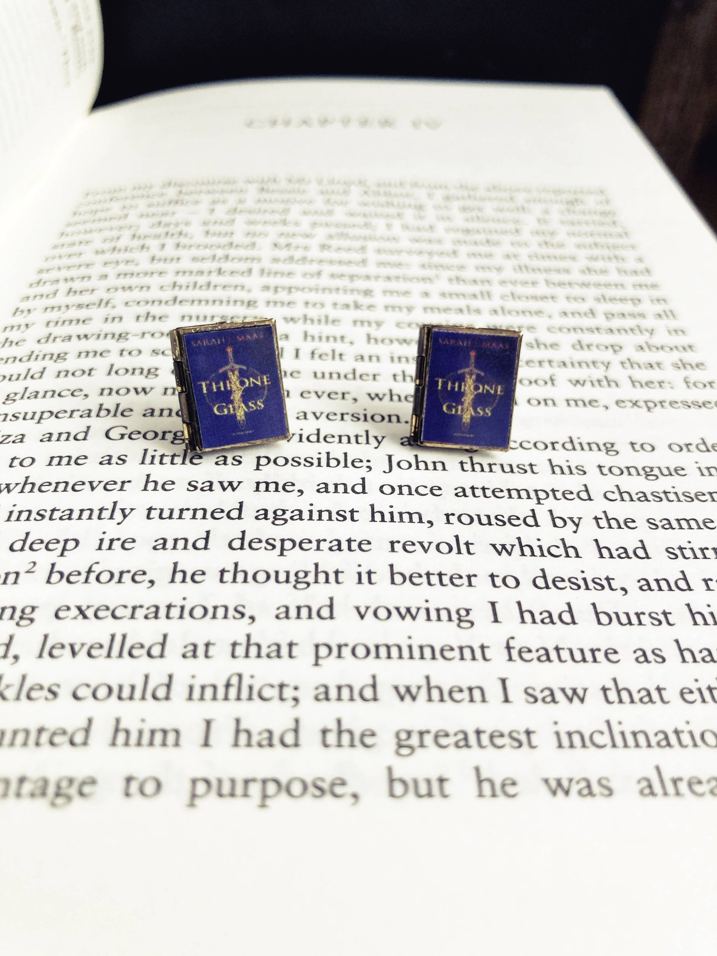 Post Earrings Book Locket Throne of Glass