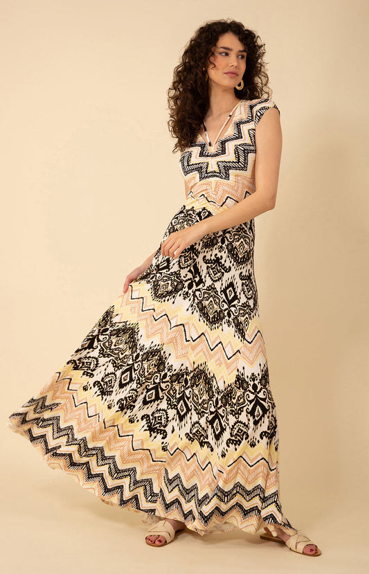 Angela Ivory Print Maxi Dress