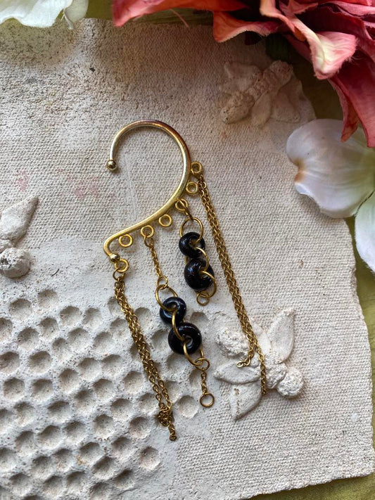 Gold and Black Glass Ear Cuff* #39