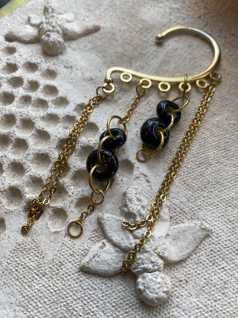 Gold and Black Glass Ear Cuff* #39