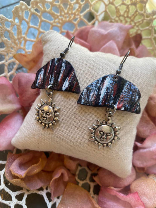 Black, White and Brown with Sun Charms Earrings *HH16