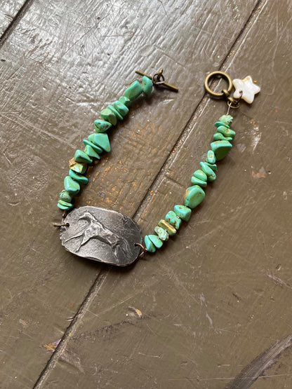 Turquoise Chip Horse Charm Bracelet*