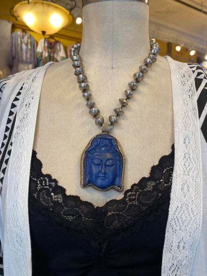 Blue Buddha Pendant Necklace