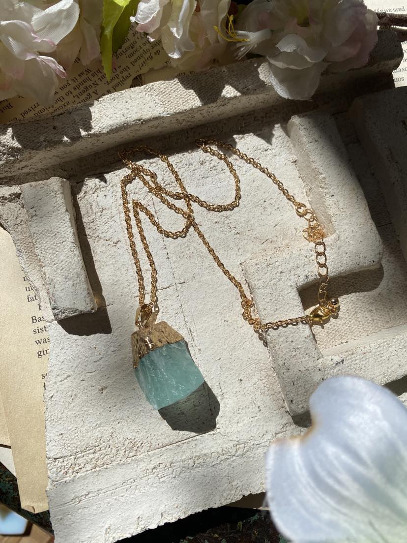 Fluorite Chunk with Gold Necklace* #IV57