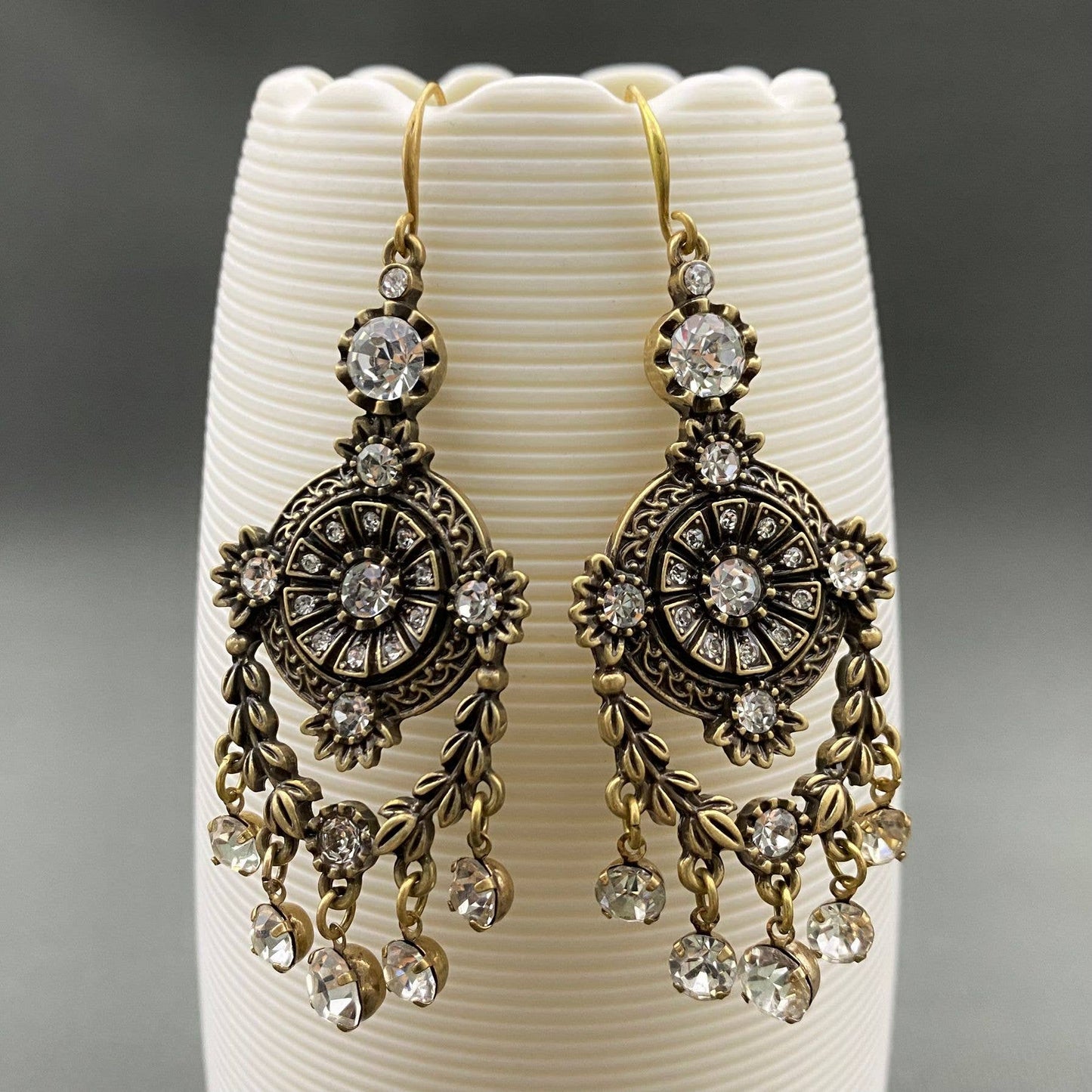 Vintage Zircon Fringe Dangle Earrings