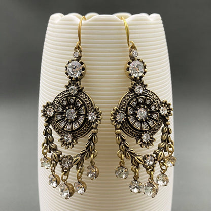 Vintage Zircon Fringe Dangle Earrings