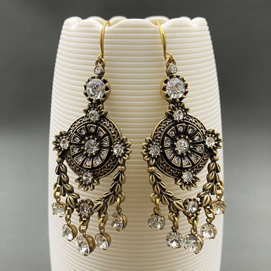 Vintage Zircon Fringe Dangle Earrings