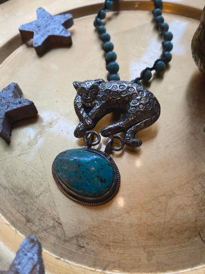 Tibetan Silver Jaguar with Turquiose Necklace