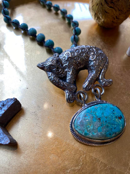 Tibetan Silver Jaguar with Turquiose Necklace