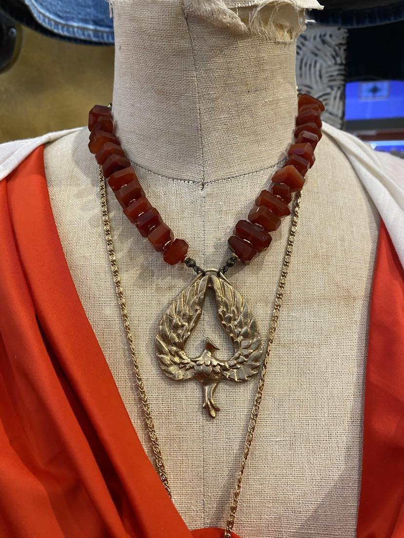 Bronze Phoenix Red Onyx Necklace