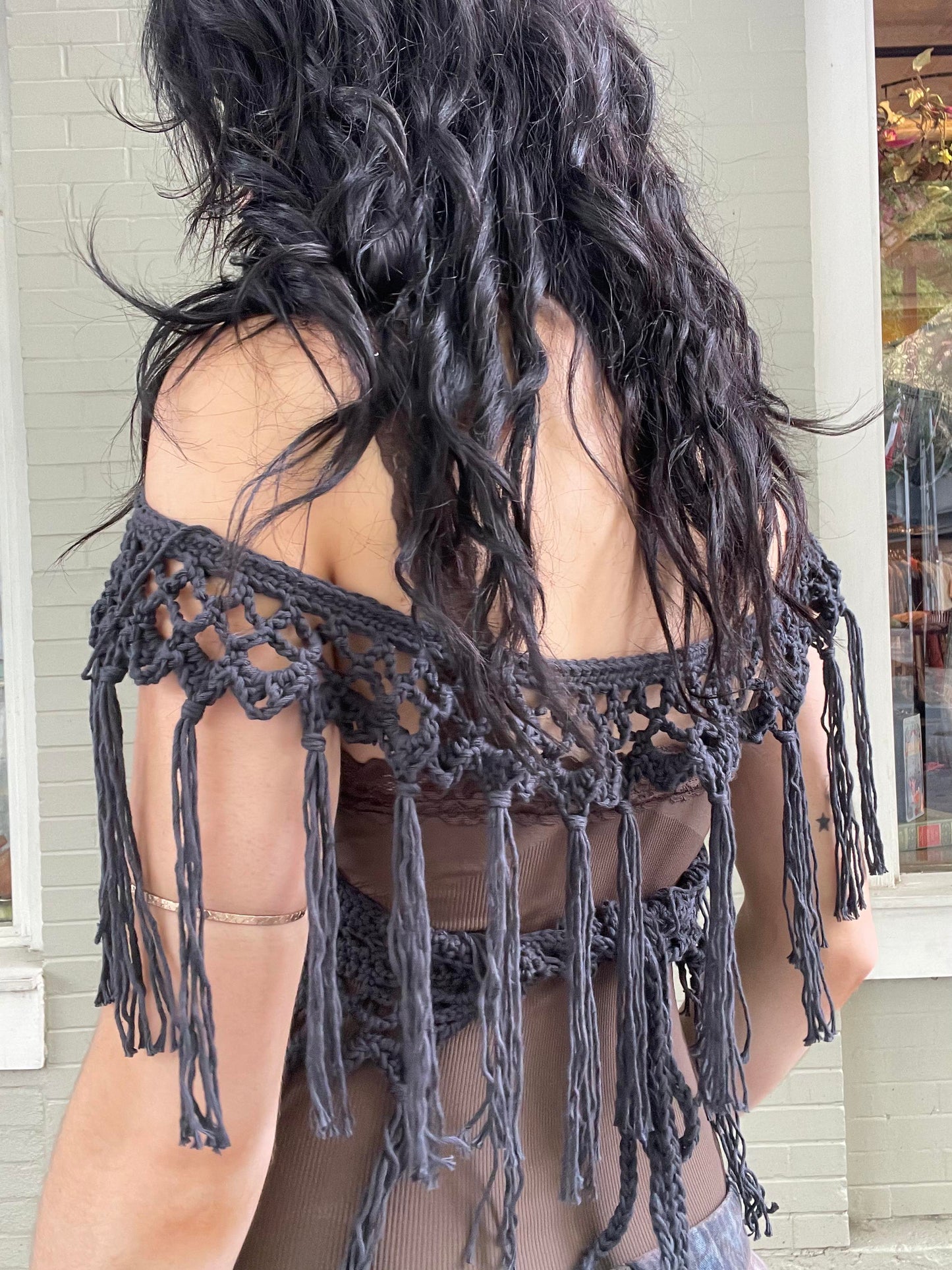 Charcoal Fringe Willow Top #51