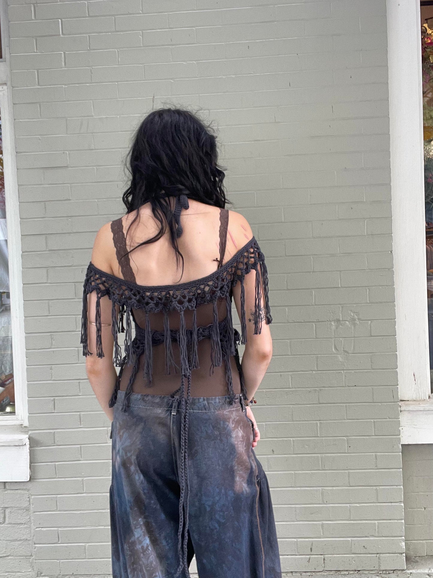 Charcoal Fringe Willow Top #51