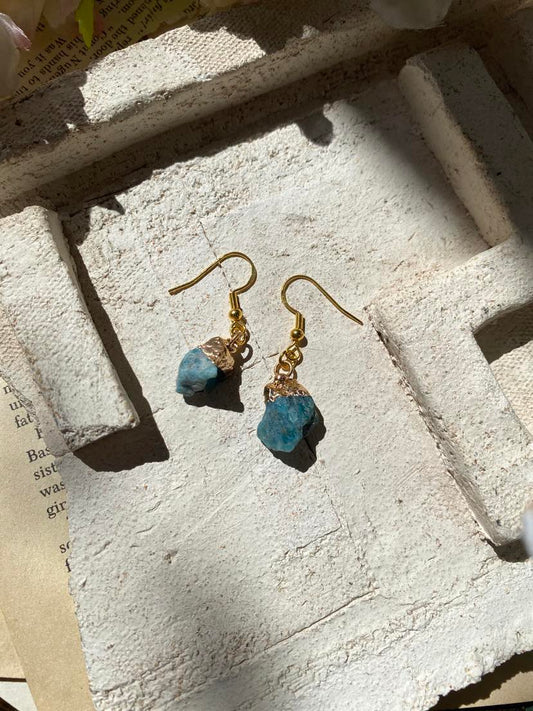 Apatite Crystal with Gold Dangly Earrings * #IV51 B.