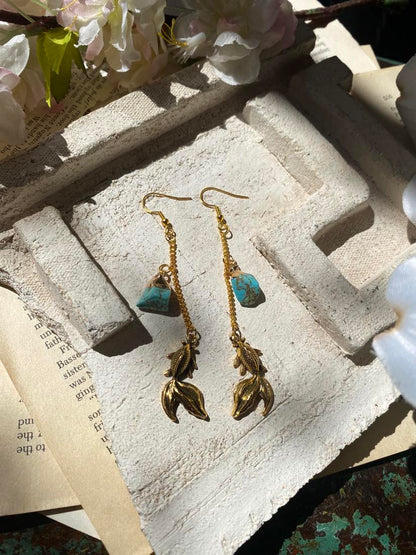 Gold Fish with Turquoise Earrings* #IV48