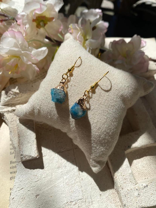 Apatite Crystal with Gold Dangly Earrings * #IV50 A.