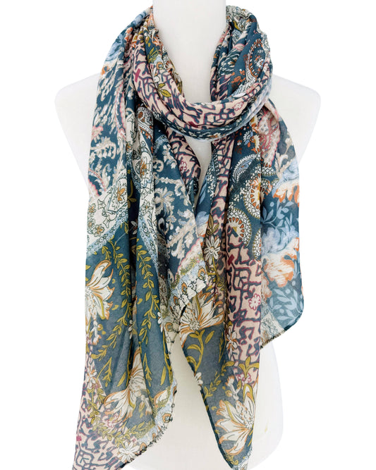 Multicolor Floral Paisley Patchwork Scarf