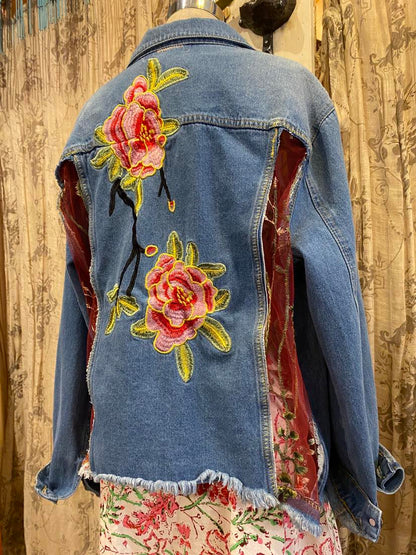 Denim Jacket with Floral Cut Outs* #27