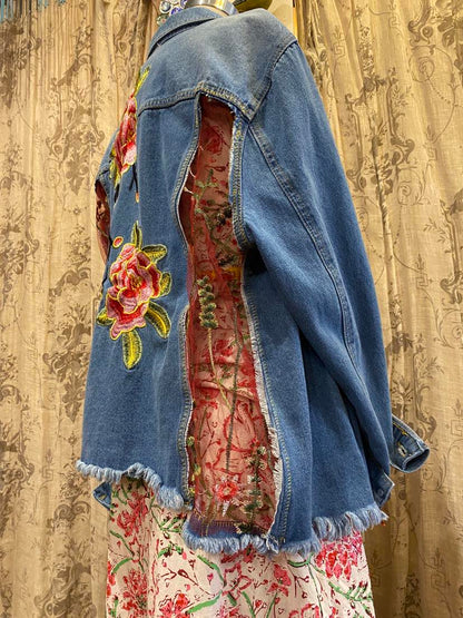 Denim Jacket with Floral Cut Outs* #27