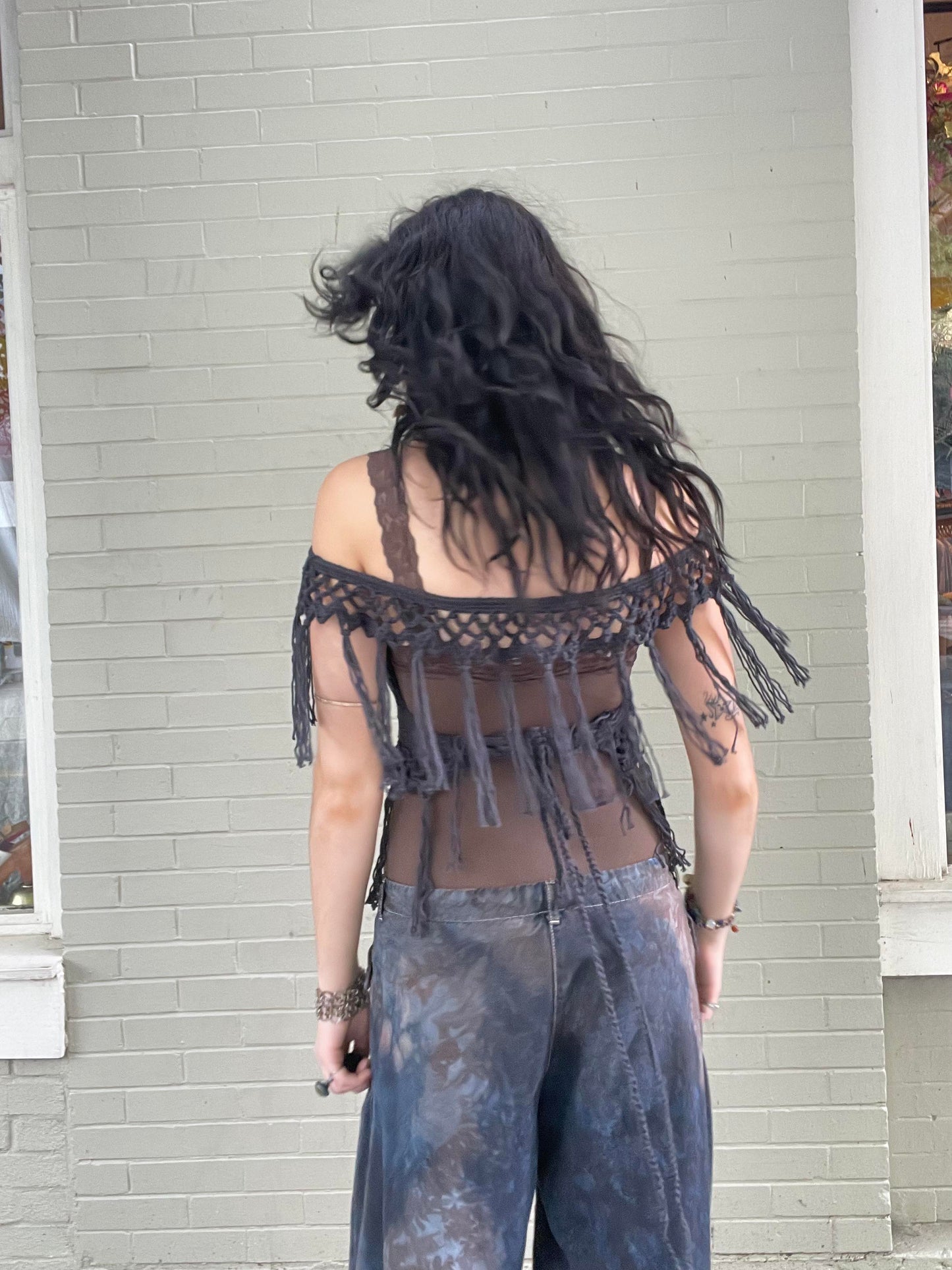 Charcoal Fringe Willow Top #51