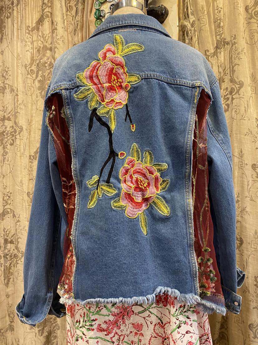 Denim Jacket with Floral Cut Outs* #27