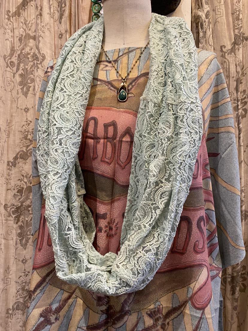 Green Dyed Lace Infinity Scarf* #19