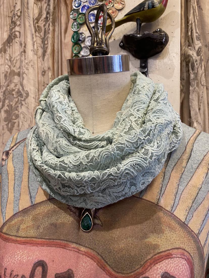 Green Dyed Lace Infinity Scarf* #19